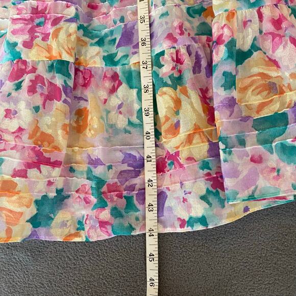 Vtg 80s 90s Two Potato Granny Pastel Floral Midi Tiered Muumuu Dress M Sheer - Picture 14 of 16